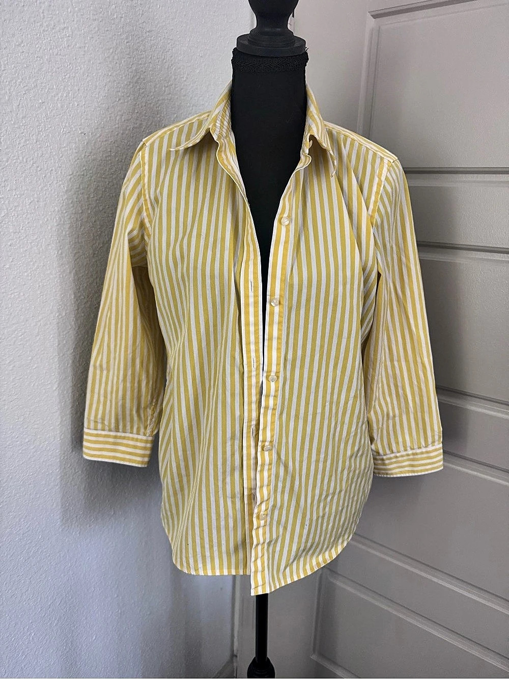 Yellow & White Striped Button Down Like New